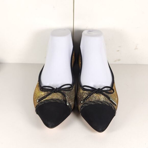 Stuart Weitzman Women's US10M Black Metallic Iridescent Glitter Ballet Flats - Picture 3 of 16